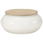Mesa de centro de madera maciza de mango blanca 51x51x27 cm