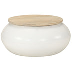 Mesa de centro de madera maciza de mango blanca 51x51x27 cm
