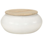 Mesa de centro de madera maciza de mango blanca 51x51x27 cm