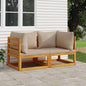 2-piece modular corner sofa acacia wood light grey cushions
