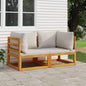 2-piece modular corner sofa acacia wood light grey cushions