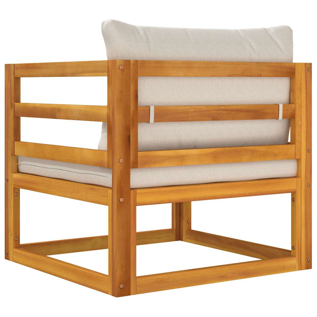 Sillón de jardín madera maciza acacia con cojines gris claro