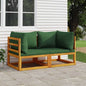 2-piece modular corner sofa acacia wood light grey cushions