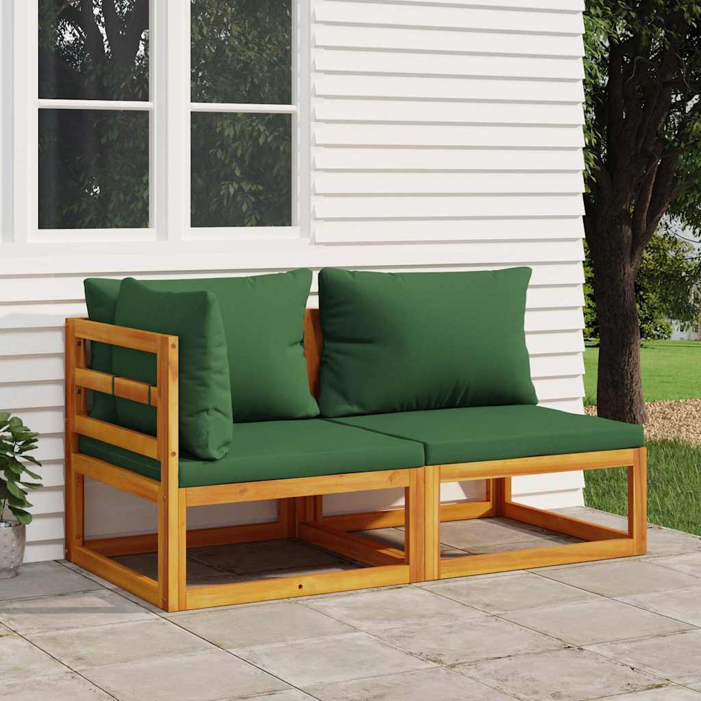 2-piece garden sofa set with cushions, solid acacia wood