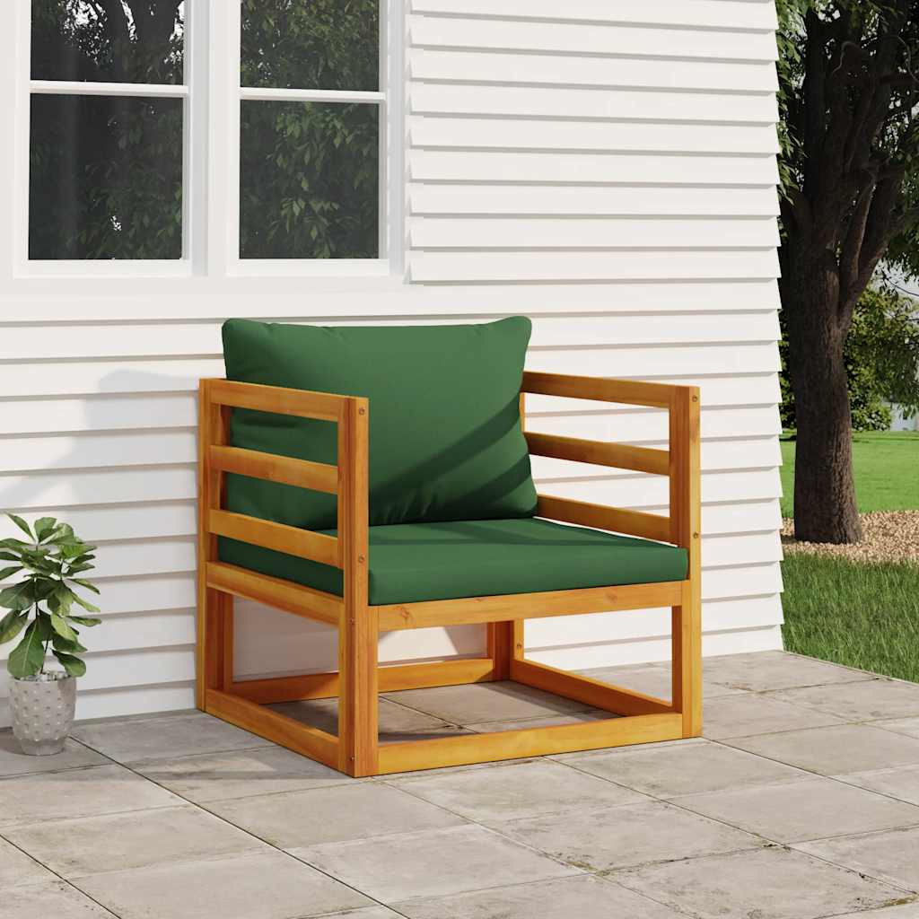 Sillón de jardín madera maciza acacia con cojines gris claro