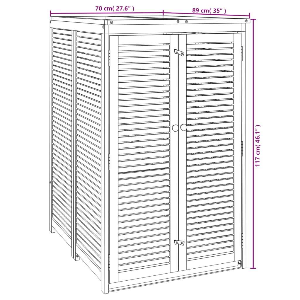 Cobertizo para cubo de basura madera maciza acacia 70x89x117 cm