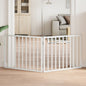 Puerta para perros con puerta plegable de 4 paneles marrón 320 cm madera de álamo