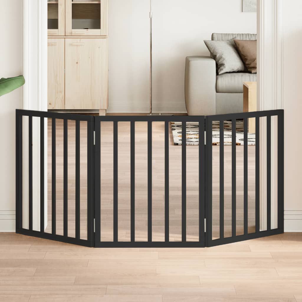 Folding 2-Panel Dog Gate, Poplar, Brown Oak, 160 cm