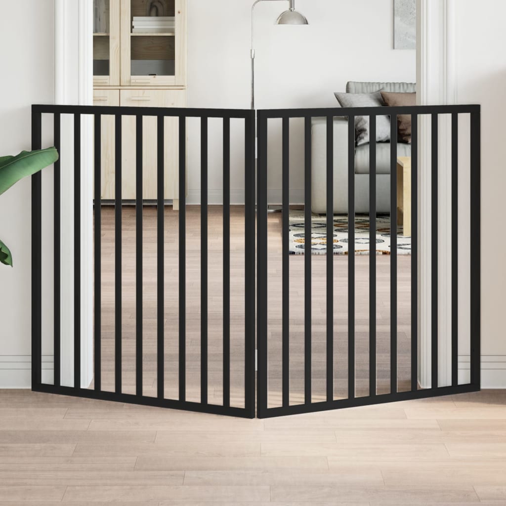 4-Panel Foldable Pet Gate, 320 cm, Poplar Wood, Brown