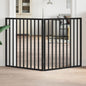 Puerta para perros con puerta plegable de 4 paneles marrón 320 cm madera de álamo