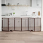 Puerta para perros con puerta plegable de 4 paneles marrón 320 cm madera de álamo