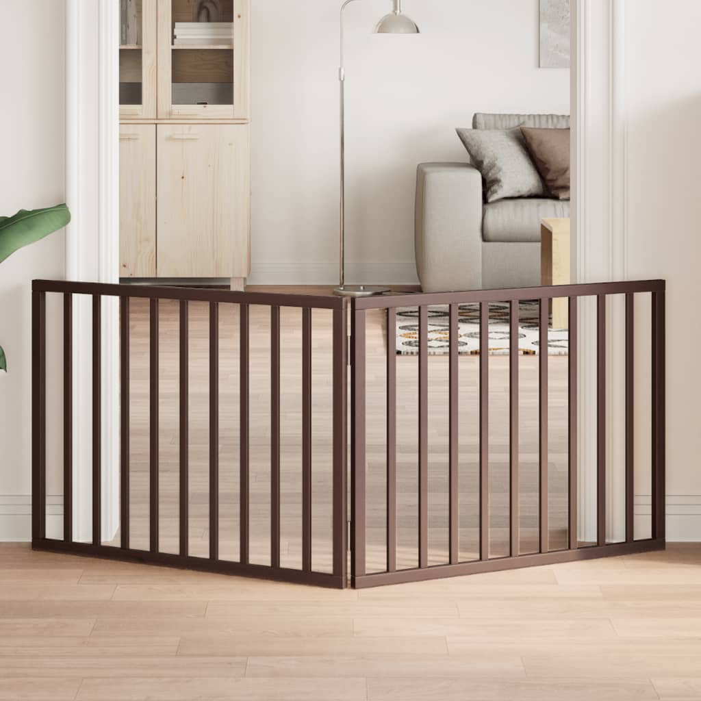 Folding 2-Panel Dog Gate, Poplar, Brown Oak, 160 cm