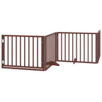 Puerta para perros con puerta plegable de 4 paneles marrón 320 cm madera de álamo