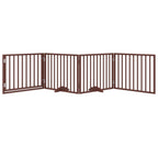 Puerta para perros con puerta plegable de 4 paneles marrón 320 cm madera de álamo