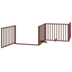 Puerta para perros con puerta plegable de 4 paneles marrón 320 cm madera de álamo