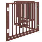 Puerta para perros con puerta plegable de 4 paneles marrón 320 cm madera de álamo