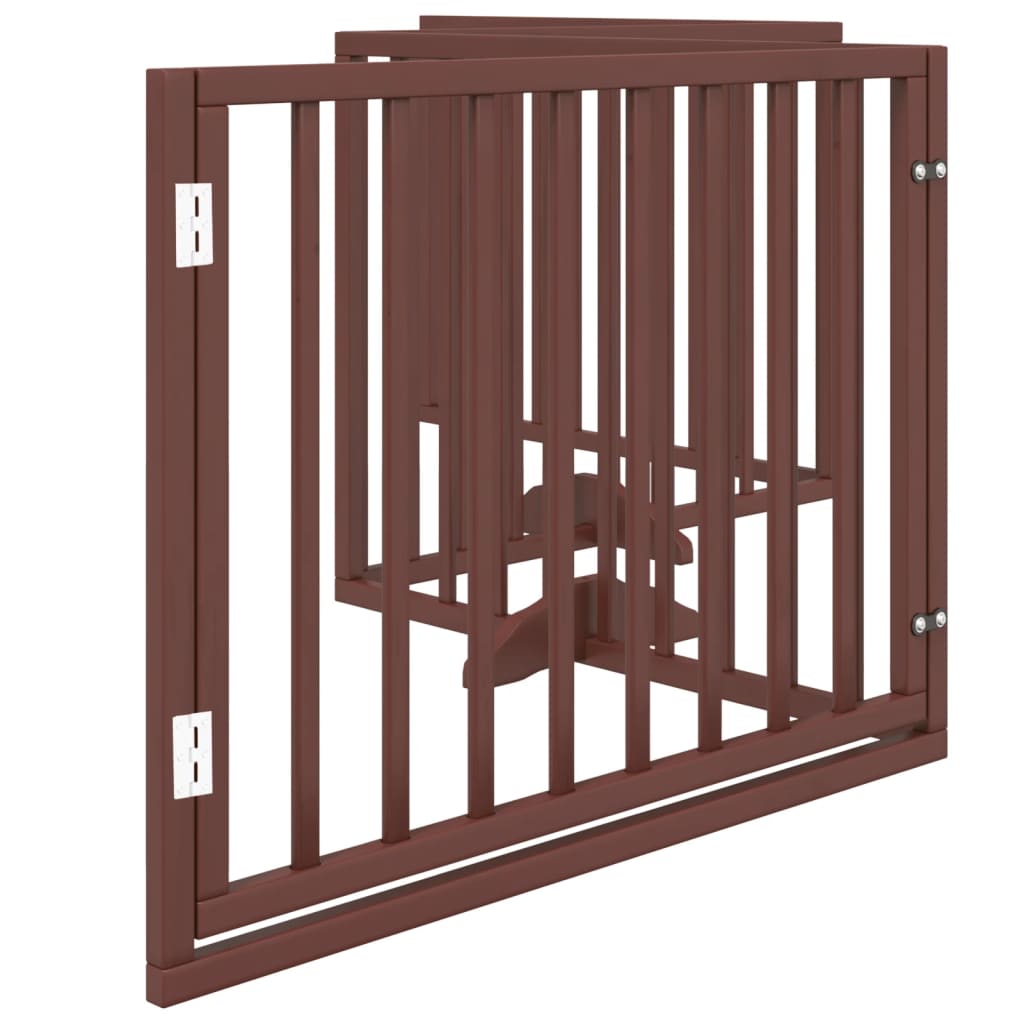 Puerta para perros con puerta plegable de 4 paneles marrón 320 cm madera de álamo