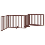 Puerta para perros con puerta plegable de 4 paneles marrón 320 cm madera de álamo