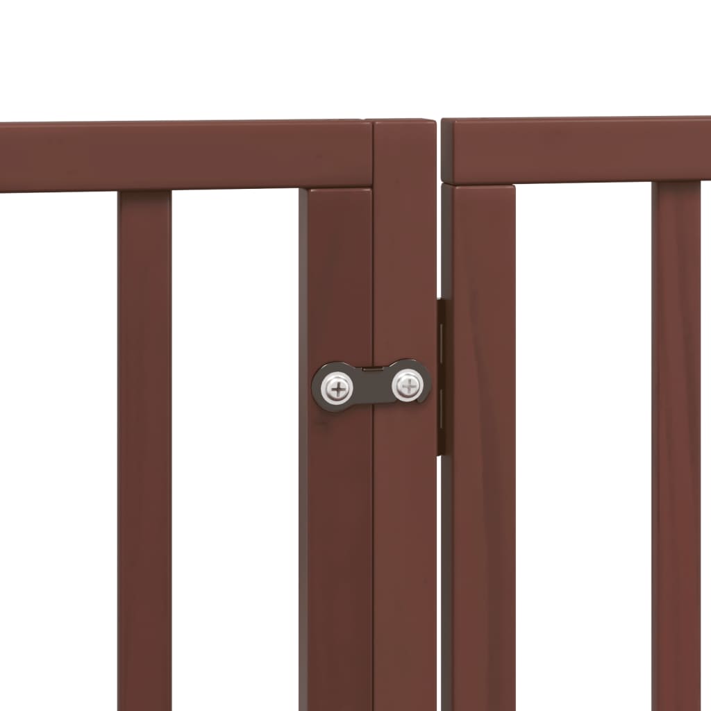 Puerta para perros con puerta plegable de 4 paneles marrón 320 cm madera de álamo