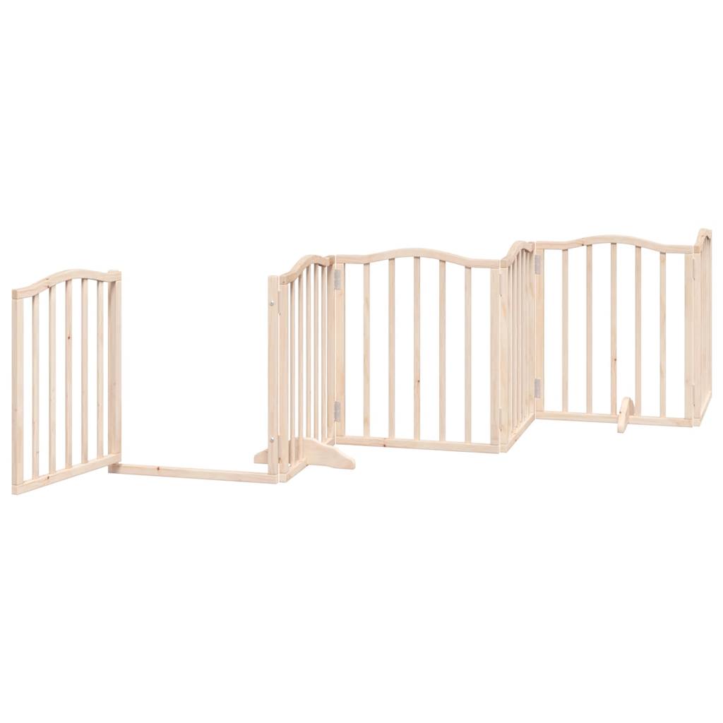 Puerta para perros plegable 6 paneles madera de álamo 300 cm