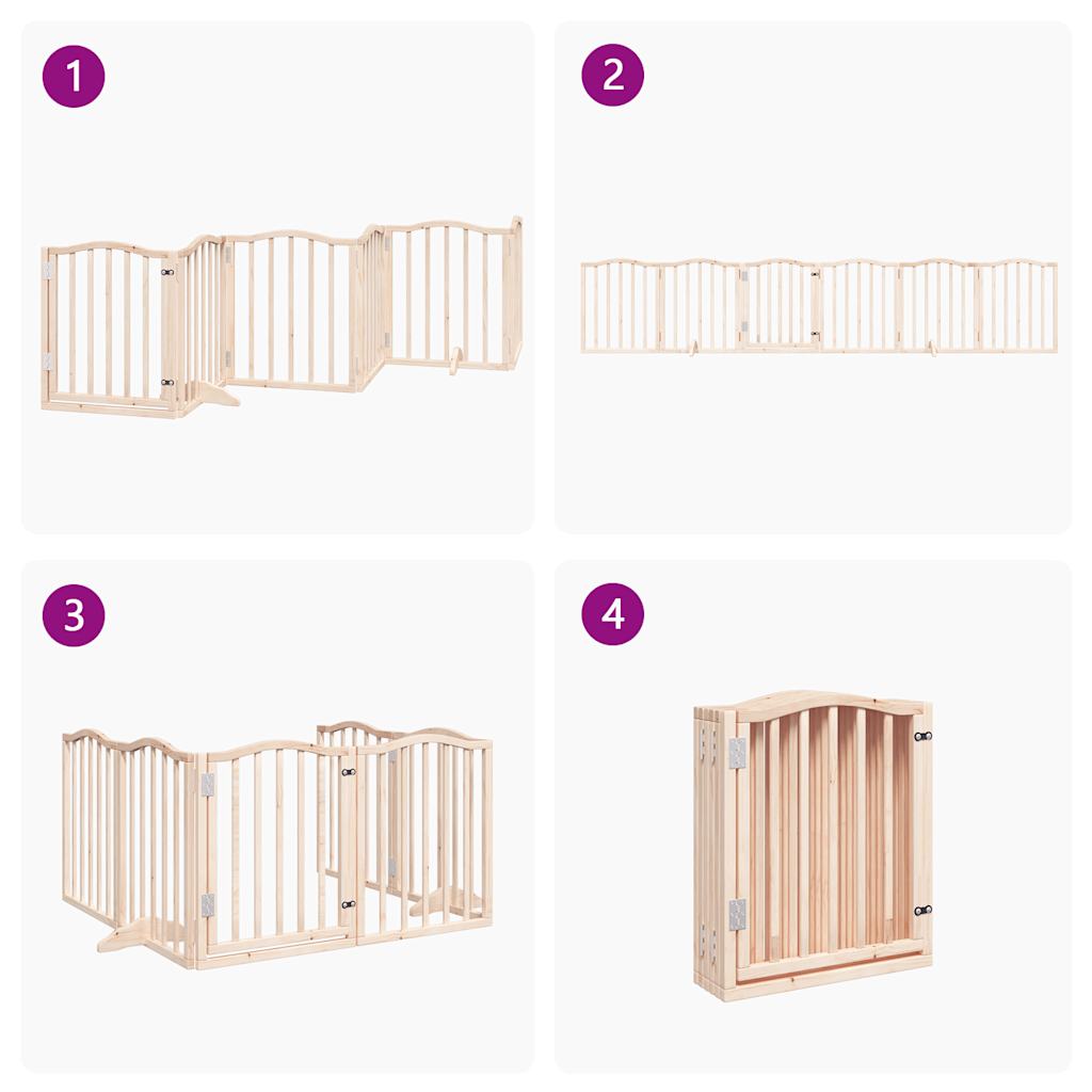 Puerta para perros plegable 6 paneles madera de álamo 300 cm