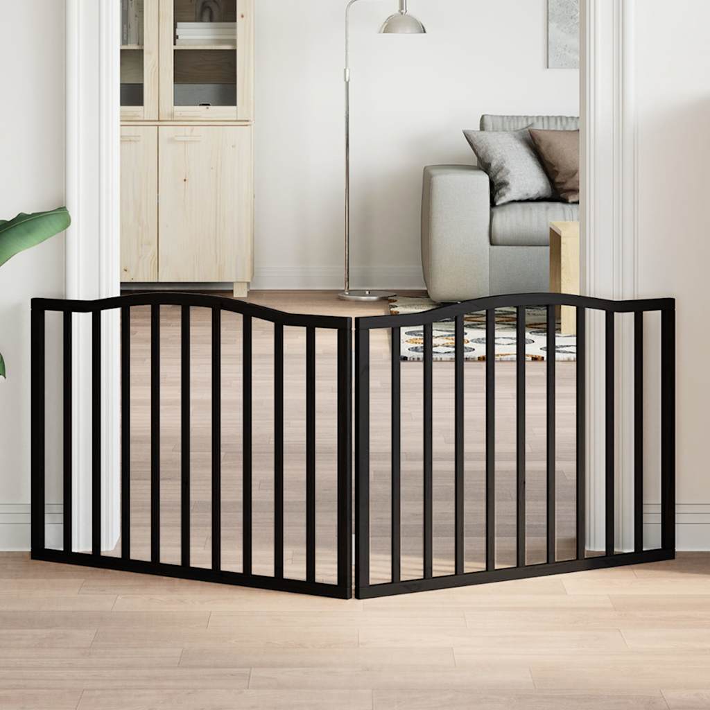 Folding 2-Panel Dog Gate, Poplar, Brown Oak, 160 cm