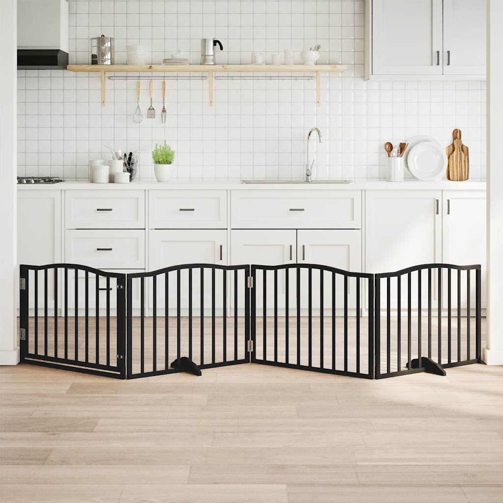 4-Panel Foldable Pet Gate, 320 cm, Poplar Wood, Brown