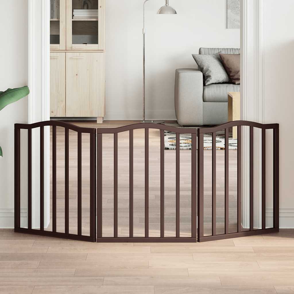 Folding 2-Panel Dog Gate, Poplar, Brown Oak, 160 cm