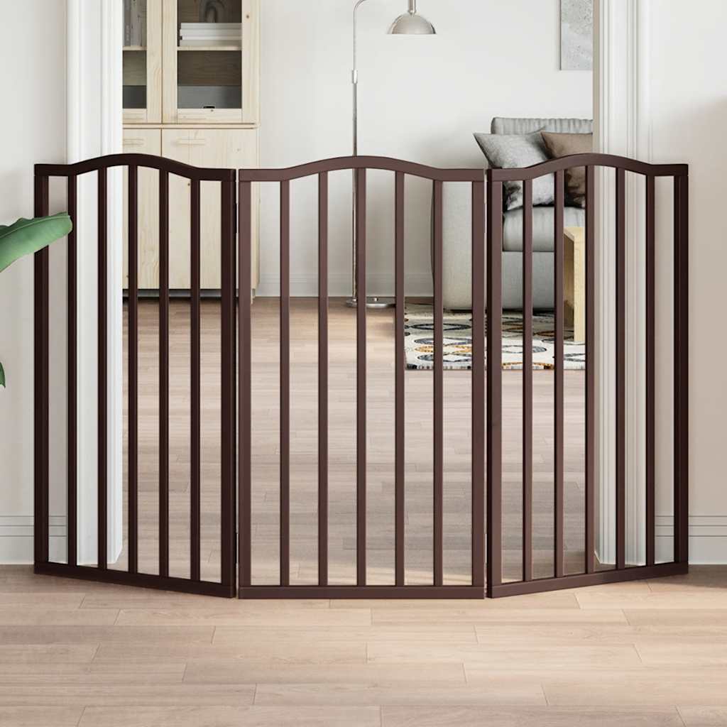 Folding 2-Panel Dog Gate, Poplar, Brown Oak, 160 cm