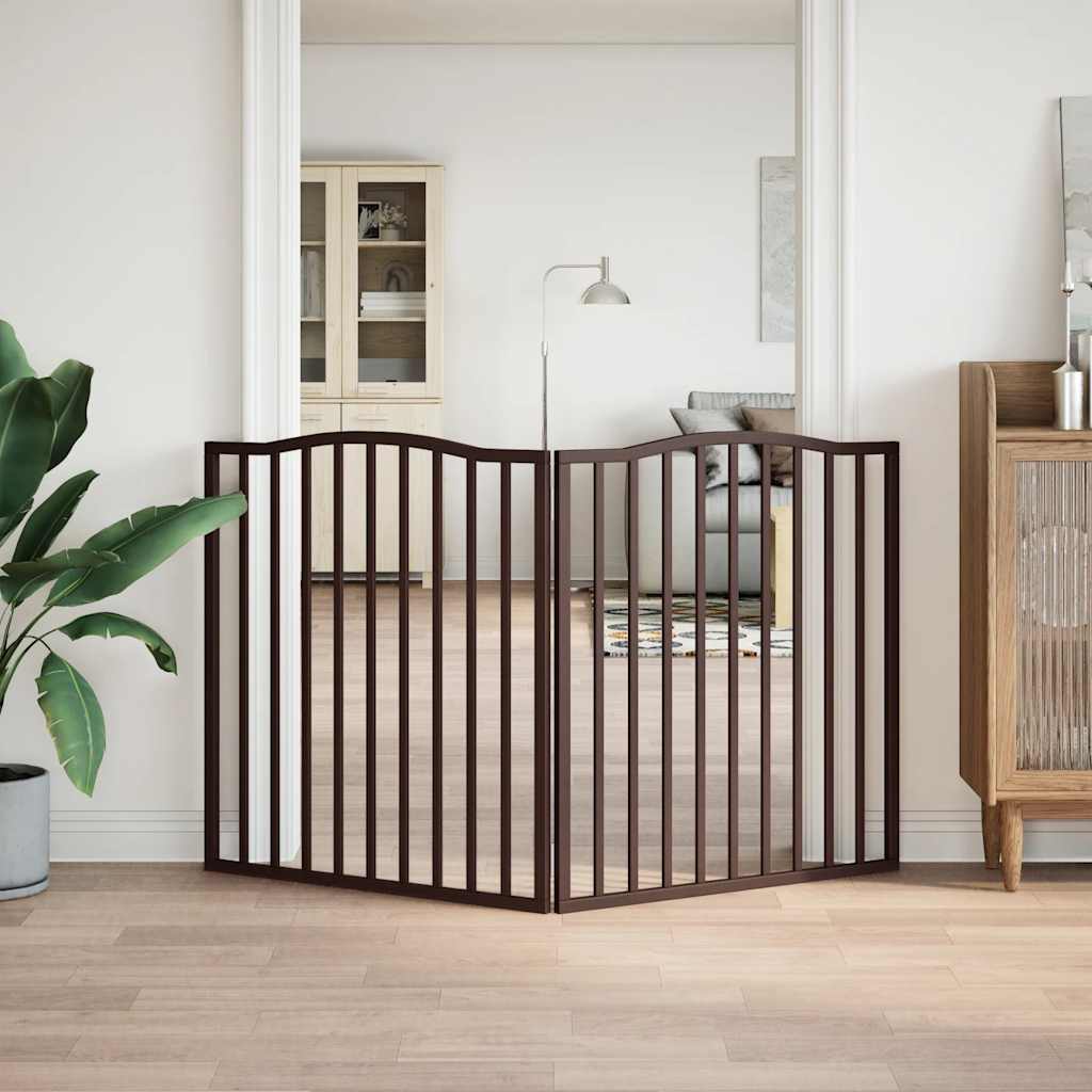Puerta para perros plegable 2 paneles álamo marrón roble 160 cm