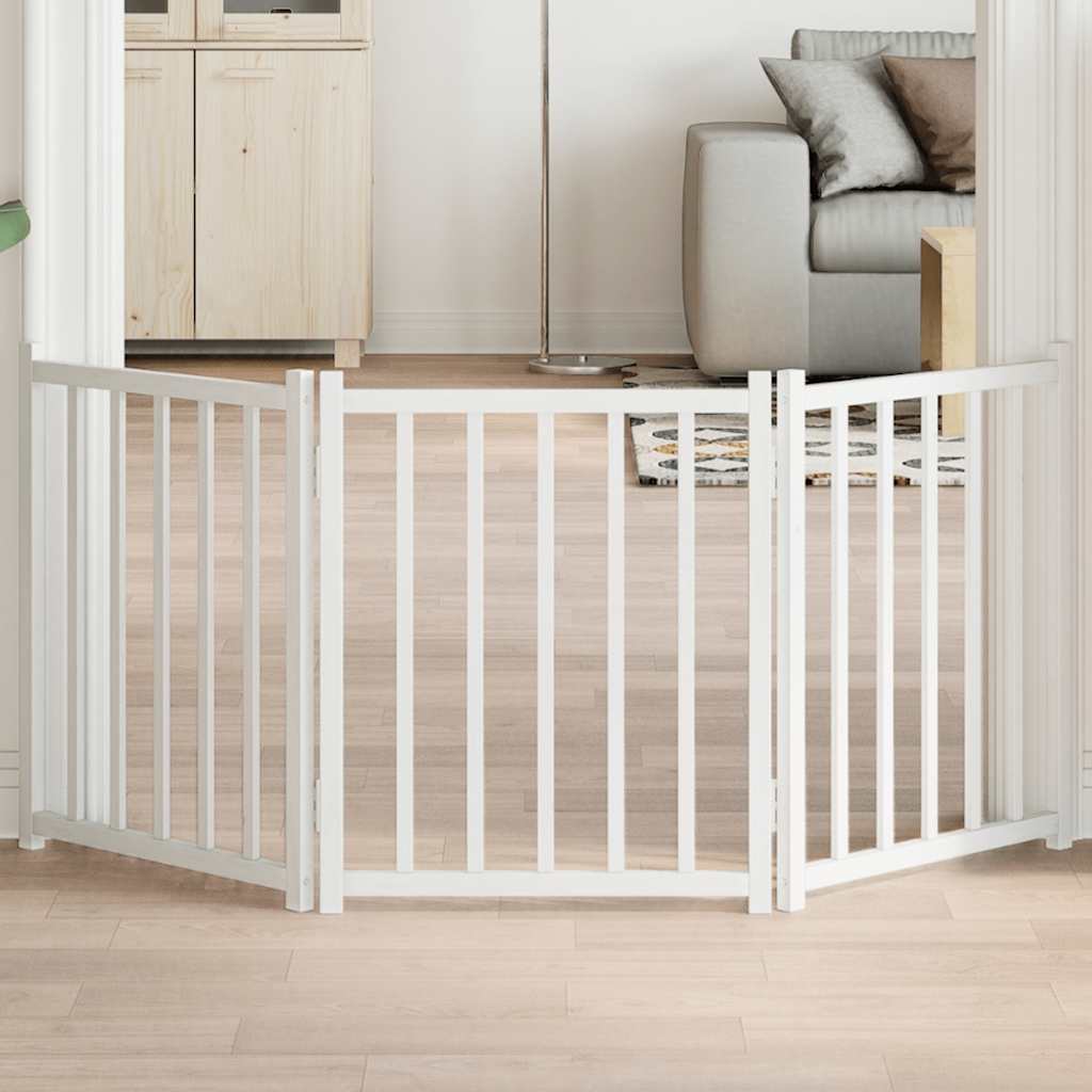 750cm 15-Panel Black Poplar Wood Foldable Dog Gate
