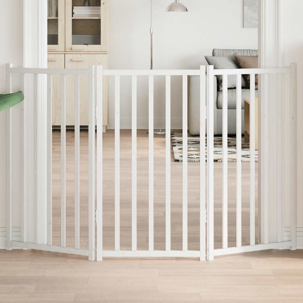750cm 15-Panel Black Poplar Wood Foldable Dog Gate