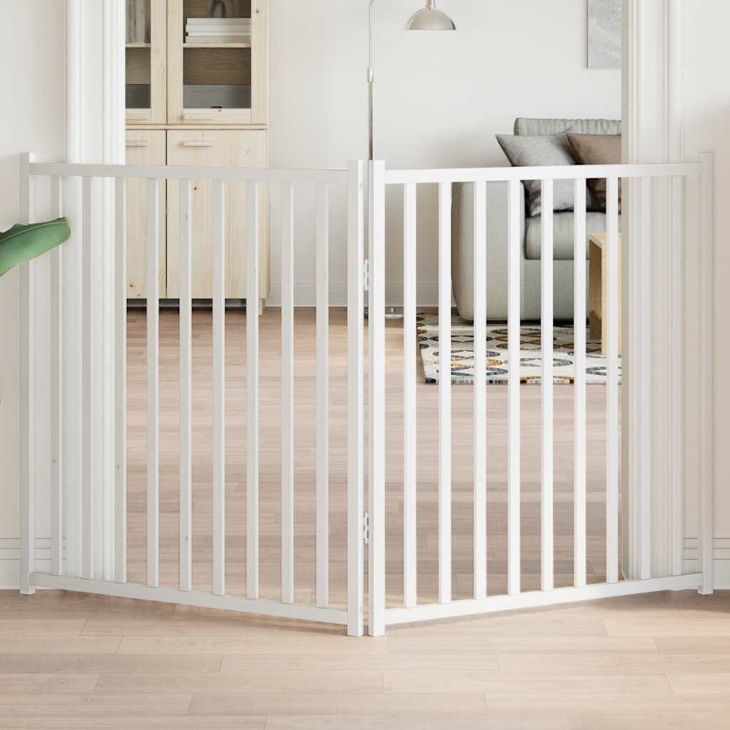 750cm 15-Panel Black Poplar Wood Foldable Dog Gate