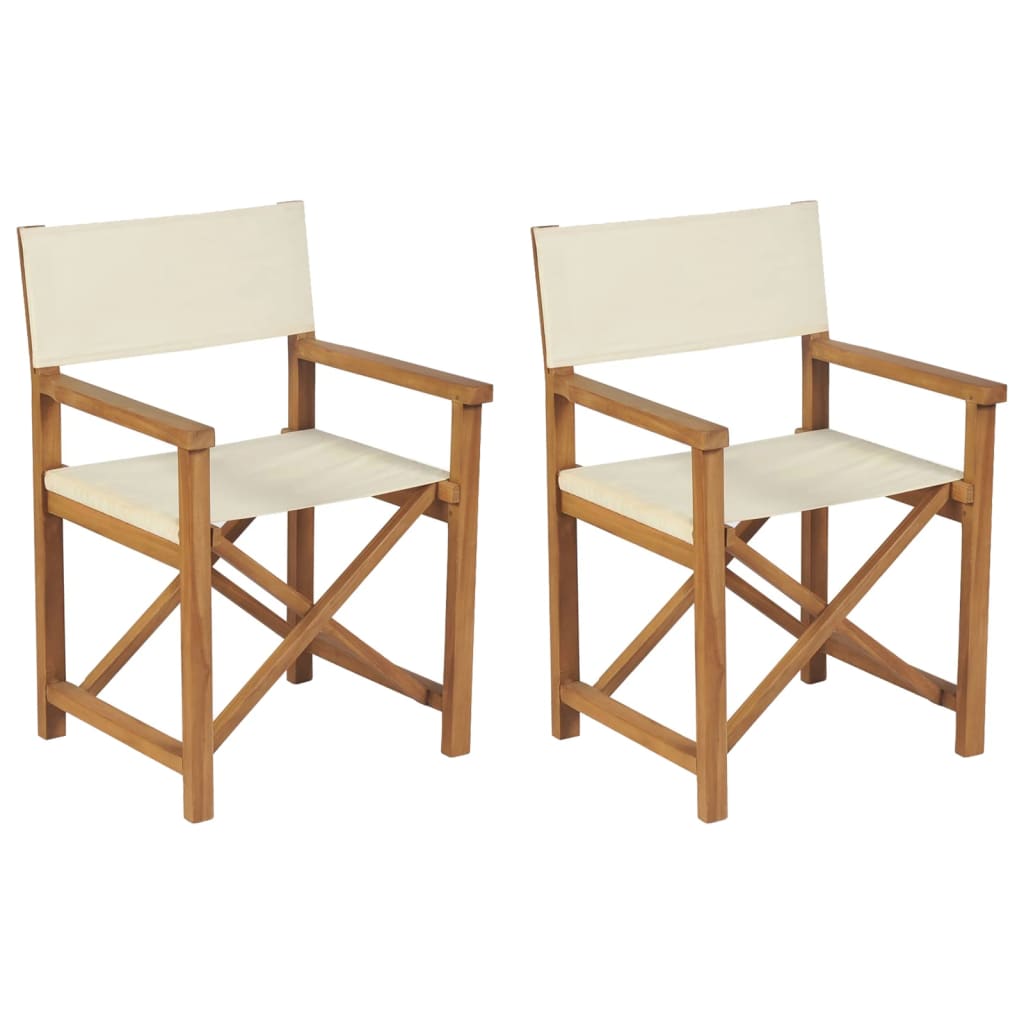 Sillas de director 2 uds madera maciza de teca gris