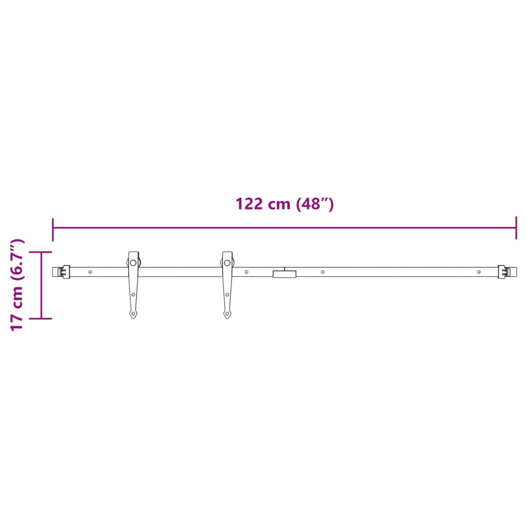 122 cm black carbon steel mini sliding closet door kit
