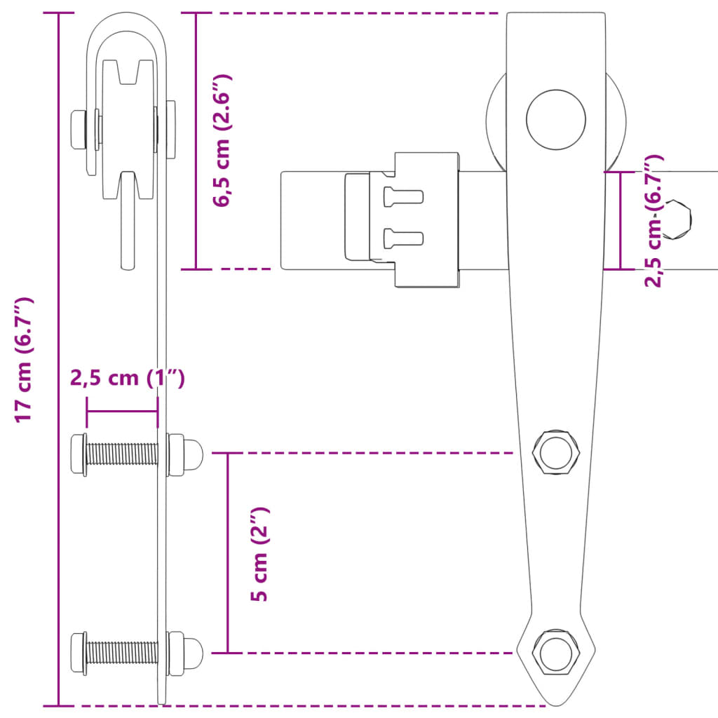 122 cm black carbon steel mini sliding closet door kit