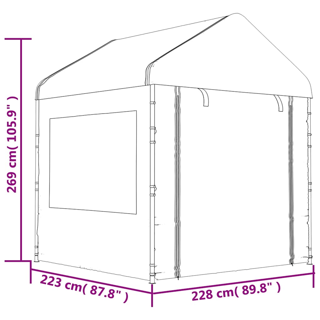 Cenador con techo polietileno blanco 2,28x2,23x2,69 m