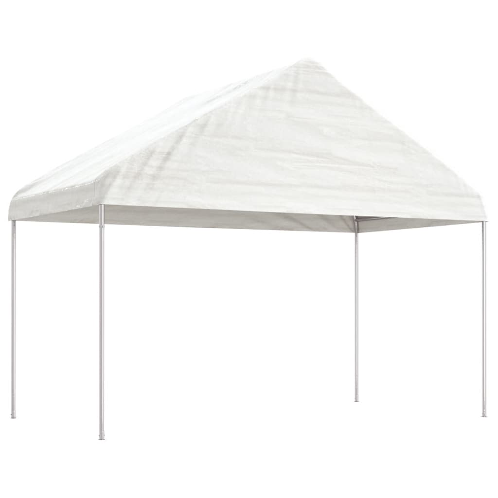 Cenador com teto em polietileno branco 2,28x2,23x2,69 m