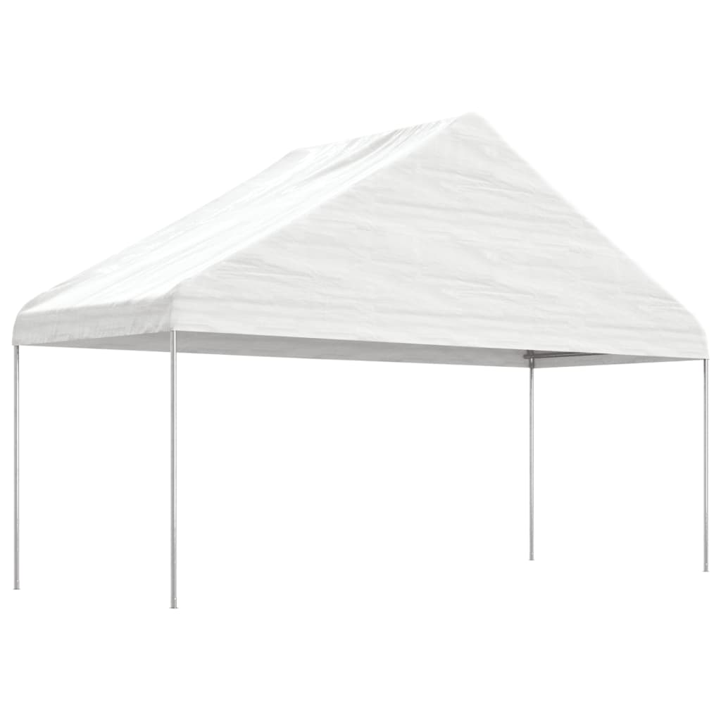 Cenador com teto em polietileno branco 2,28x2,23x2,69 m