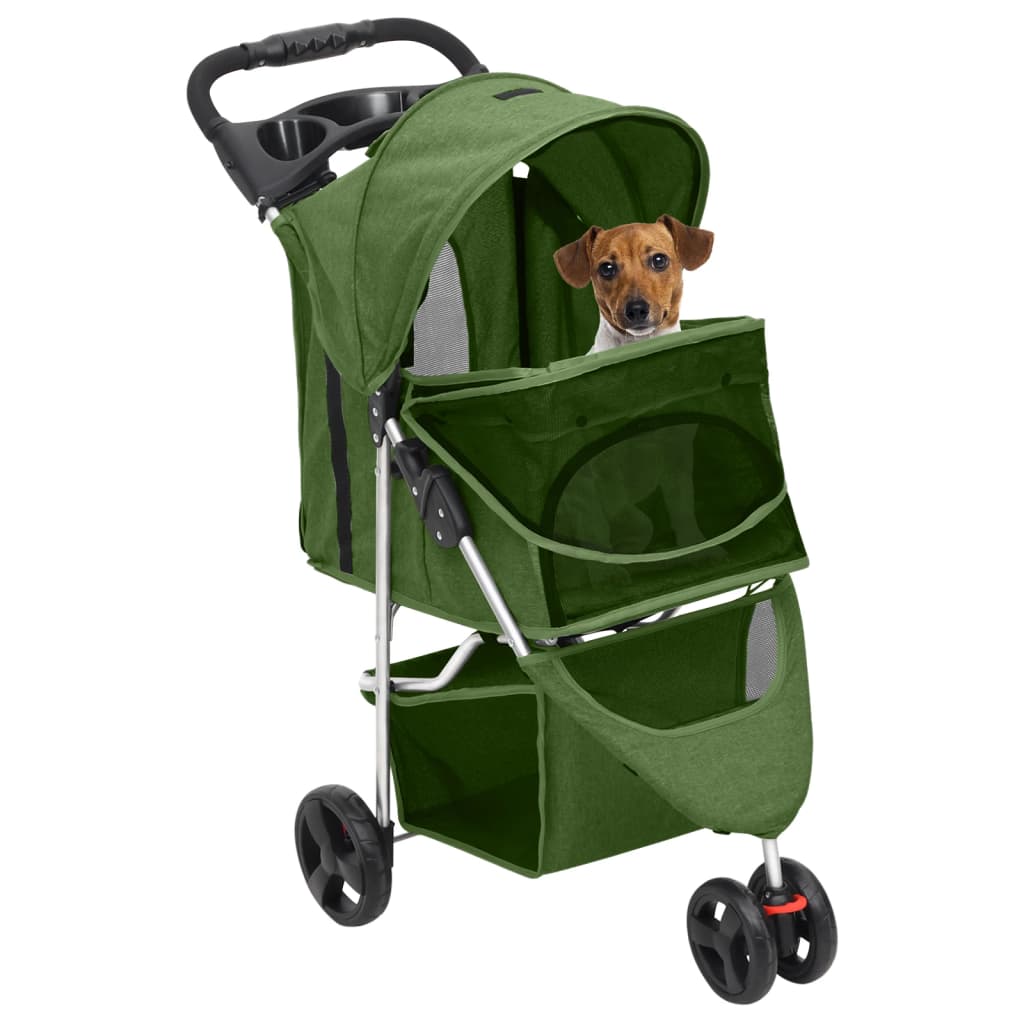 Cochecito para perros plegable tela oxford verde 80x46x98 cm