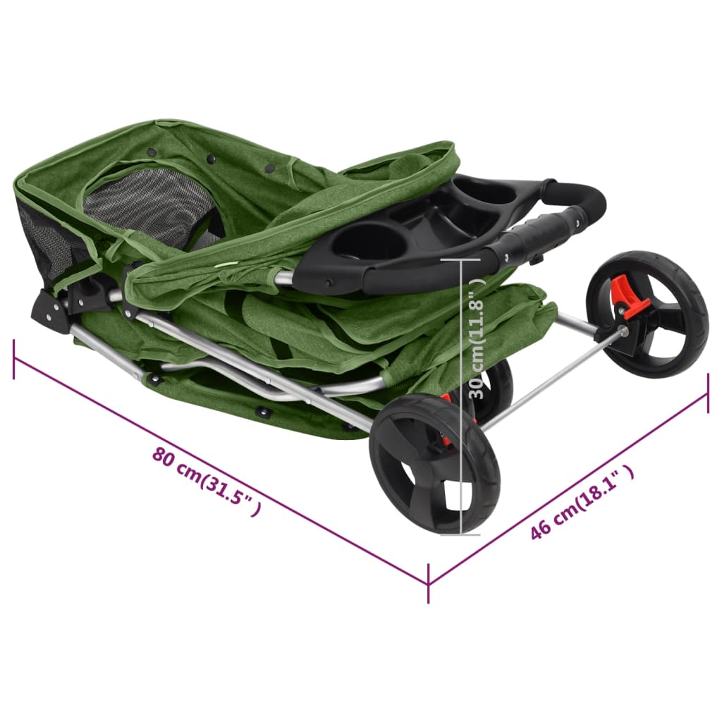 Cochecito para perros plegable tela oxford verde 80x46x98 cm