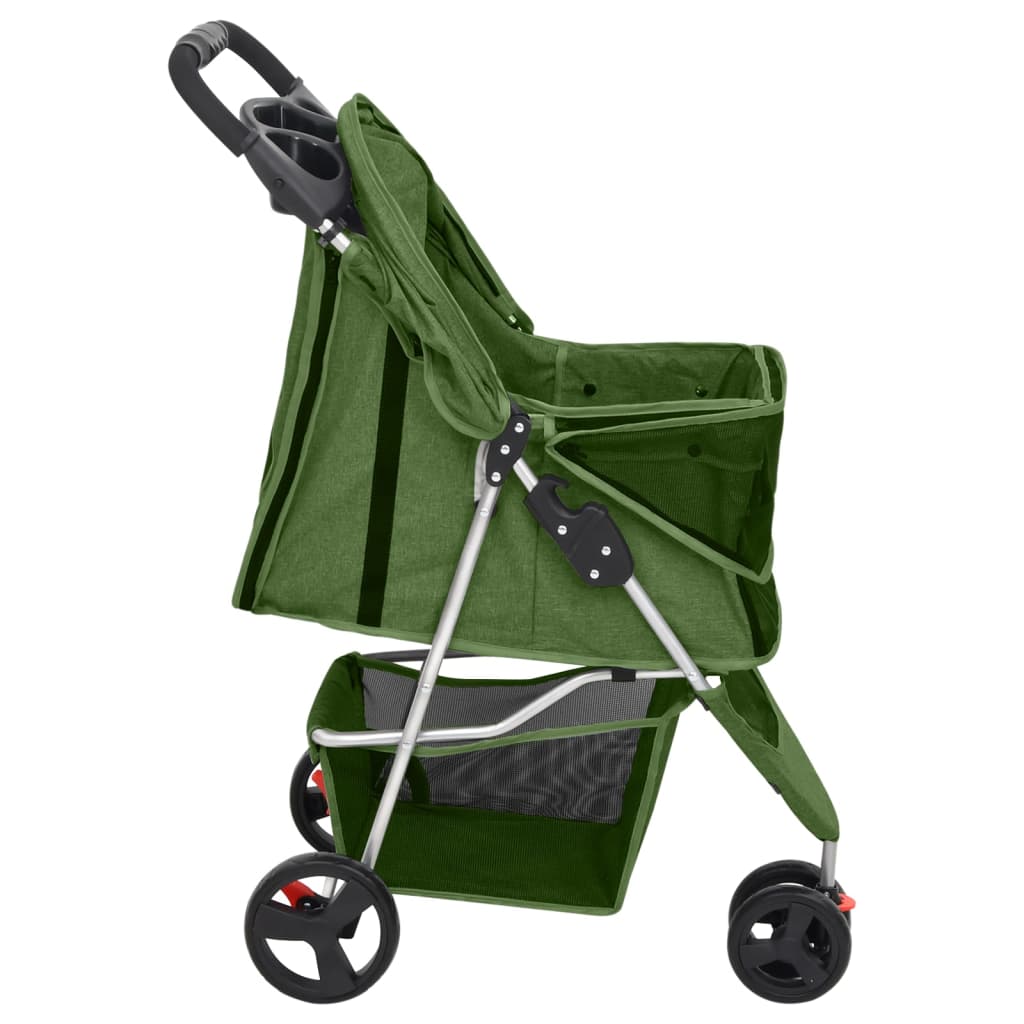 Cochecito para perros plegable tela oxford verde 80x46x98 cm