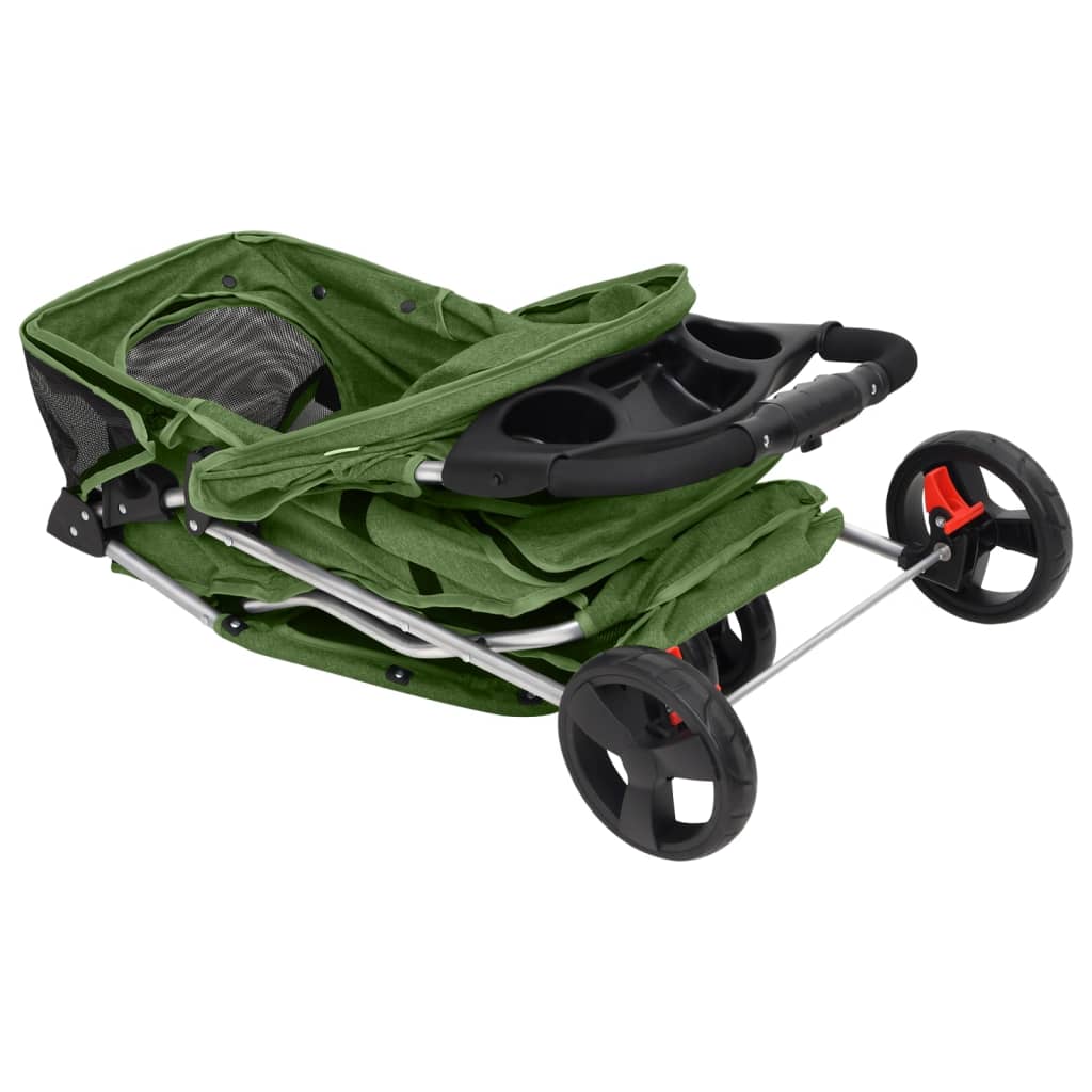 Cochecito para perros plegable tela oxford verde 80x46x98 cm