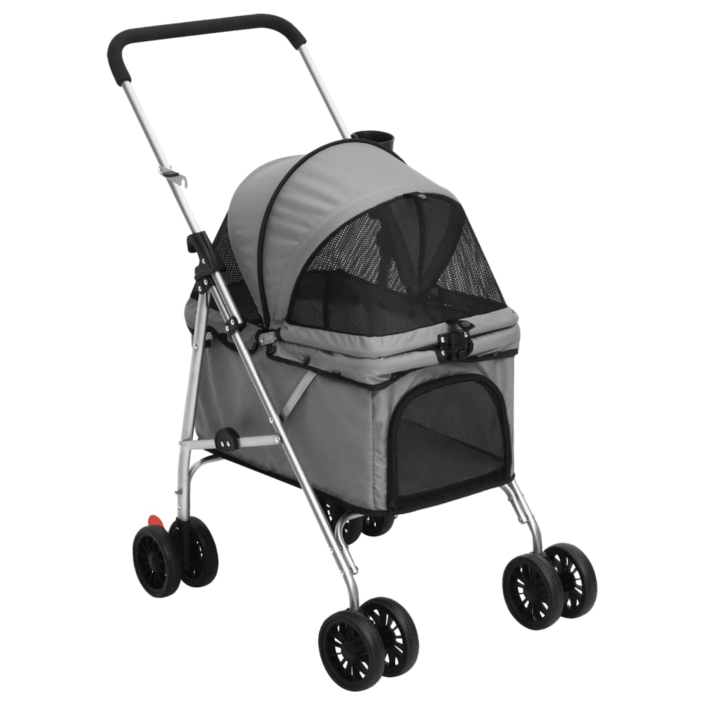 Cochecito para perros plegable tela oxford gris 76x50x100 cm