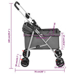 Cochecito para perros plegable tela oxford gris 76x50x100 cm