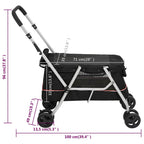 Cochecito para perros plegable tela lino negro 100x49x96 cm