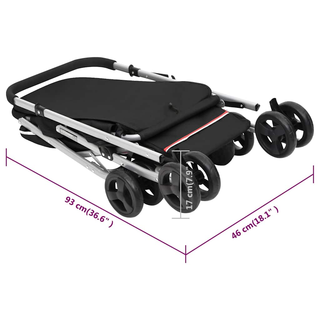 Cochecito para perros plegable tela lino negro 100x49x96 cm