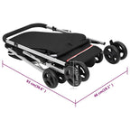 Cochecito para perros plegable tela lino negro 100x49x96 cm
