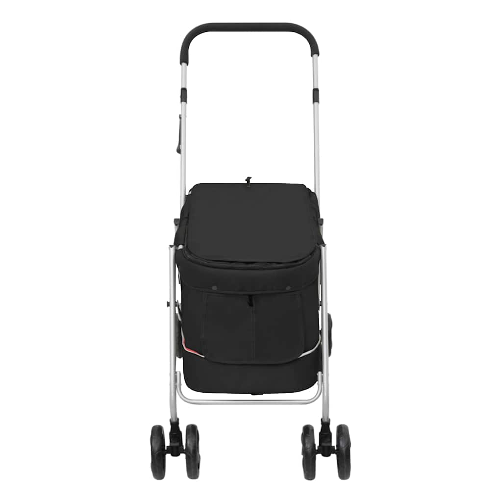Cochecito para perros plegable tela lino negro 100x49x96 cm