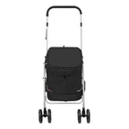Cochecito para perros plegable tela lino negro 100x49x96 cm